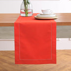 Solino Home Cotton Linen Poppy Red Table Runner 72 Inches Long - Hemstitch Table Runner 14 x 72 Inch for Dresser, Dining, Summer, Halloween