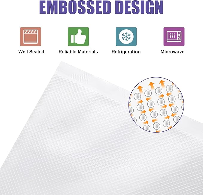 CAREGY Vacuum Sealer Bags 400 Quart 8" x 12" with BPA Free for Food Storage Meal Prep or Sous Vide