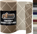 GORILLA GRIP powerGRIP Drawer Shelf and Cabinet Liner, Thick Strong Hold, Non-Adhesive Liners Protect Kitchen Cabinets and Cupboard, Bathroom Drawers, Easy Install, Breathable Mat, 20" x10', Beige