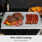 Utheer 25" x 16" Ceramic Nonstick Stainless Steel Griddle for Gas Grill, Charcoal, Oven, Large Stove Top Griddle, Non-Toxic, PFAS/PFOA/PTFE Free, Oven Up to 500°F, for BBQ, Camping & Kitchen, Sliver