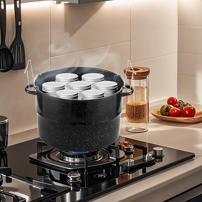 Canning Pot with Rack and Lid-Canning Kit for Beginners, 21.5 Quart Stock Pots-Canning Supplies Starter Kit for Beginners,Water Bath Canners for Canning,Food Grade Accessories Starter by JY COOKMENT