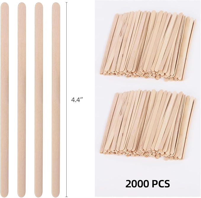 2000 Wooden Coffee Stirrers, 4.4 inches Stir Sticks Disposable Swizzle Stir Sticks for Coffee and Cocktails