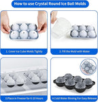 6 Chamber 1.83” 3D Crystal Round Ball Ice Cube Tray With Funnel,Large Circle Ice Molds Silicone Fun Shapes Whiskey Sphere Ice Tray,For Chilling Whiskey,Cocktails,Bourbon,Brandy and Beverages