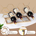Countertop Wine Rack - 10 Bottle Freestanding Modern Gold Metal Small Wine Rack - Tabletop Wine Holder Stand for Cabinet, Pantry, Wine Bottle Storage……