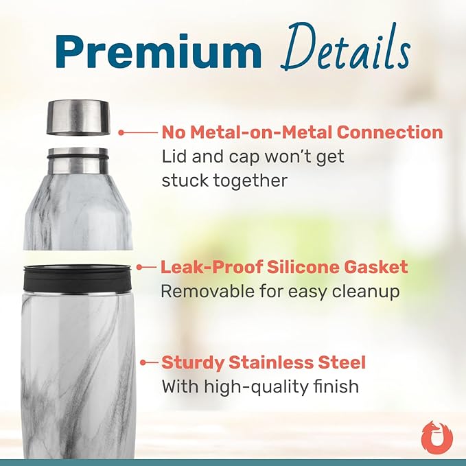 SNOWFOX Premium Vacuum Insulated Stainless Steel Cocktail Shaker, Home Bar Accessories, Elegant Drink Mixer, Leak, Proof Lid With Jigger & Built, In Strainer, Olive Grey, 22oz.