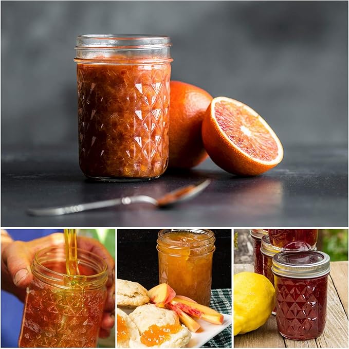 SPANLA Mason Jars 8 oz, 24 Pack Canning Jars 8 oz Half Pint Glass jars with Regular Lids and Bands, Small Mason Jars with Lids Ideal for Jelly Jam Honey Wedding Favors Shower Favors Food