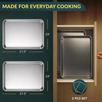 Baker’s Signature Stainless Steel Cookie Sheet Pan, Stainless Steel Baking Sheet Set of 2, Mirror Finish, Non-Stick, Rust Resistant, BPA Free, Dishwasher Safe, 17.5 x 13 Inch