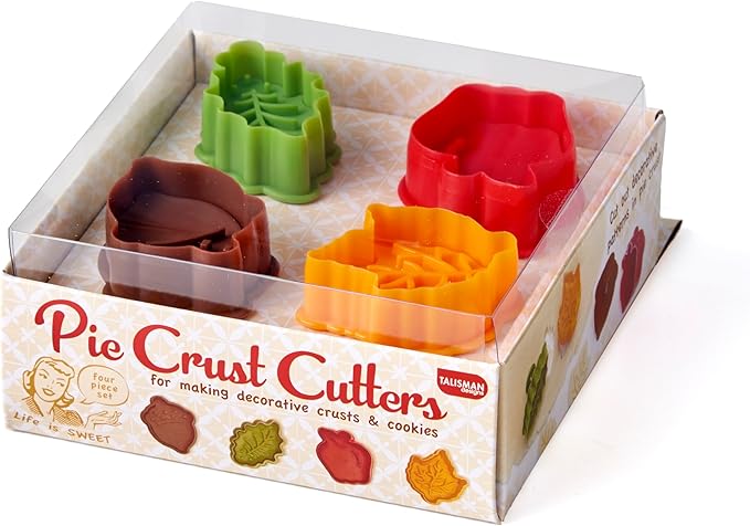 Talisman Designs Plunger Style Pie Crust Cutters, Fall Design, 4-Piece Set