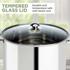 Ecolution Pure Intentions Stock Pot - Features Tempered Glass Lid, Keep Cool Handle, and Encapsulated Bottom - Oven Safe - Curbside Recyclable Stainless Steel - 16 Quarts