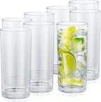 Zulay Kitchen Acrylic Glasses Drinkware - 8 Piece Unbreakable Plastic Tumblers - BPA-Free, Reusable Plastic Drinking Glasses for Home & Outdoors - Stackable, Lead-Free & Dishwasher Safe - (16 oz)