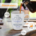 Christian Art Gifts Microwave & Dishwasher Safe Inspirational Scripture Mug for Women: Cup Overflows with Blessings Encouraging Bible Verse Psalm Novelty Drinkware, White & Leafy Purple Floral, 12 oz.