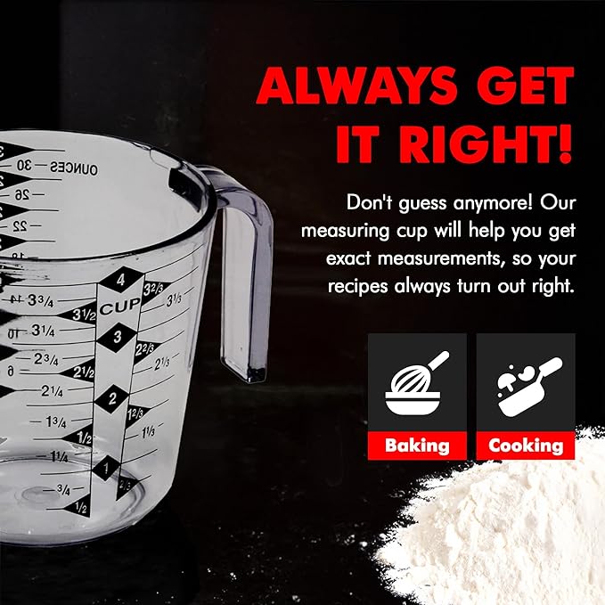 Chef Craft Select Plastic Measuring Cup, 4 Cup, Clear