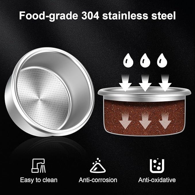 54mm Portafilter Basket Two Cup-Single Wall Filter Basket Stainless Steel Coffee Portafilter Basket Espresso Filter Basket