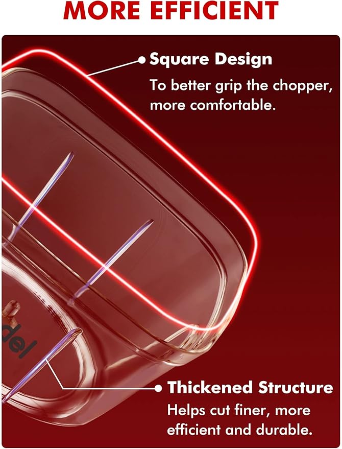 Geedel Mini Food Chopper Vegetable Cutter, Pull Chopper with String Onion Cutter, Vegetable Cutter for Veggies, Fruits, Salad, Onion, Ginger, Nuts, Herbs, etc, 0.8 Cup(200ml), Red