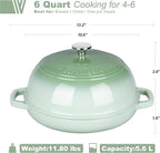 Enameled Cast Iron Dutch Oven Pot with Lid, Bread Oven for Sourdough Bread Baking, Dutch Ovens with Bread Proofing Basket& Baking Supplies Set, 6 Quart, Green