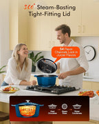 Nuwave 6QT Healthy Enameled Cast Iron Dutch Oven Pot with Lid, Heavy Duty 7-Layer Enamel, Enhanced Rust Protection, Dual Handles, Oven Safe to 500°F for Sourdough Bread Baking, Braise, Stew, Roast