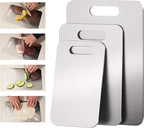Stainless Steel Cutting Boards for Kitchen, 304 Steel Chopping Boards for Meat, Fruits & Break, Non-Slip, Dishwasher Safe, Pack of 3 (15.3"x11", 13.4"x9", 11.8"x8")