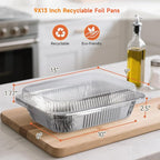 Aluminum Pans with Clear Lids 9x13-10 Pack Aluminum Foil Pans, Heavy Duty Disposable Pans for Cooking, Storing, Prepping, and Freezing Food