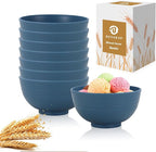 Wheat Straw Bowl 10 OZ - 5 Inch, Unbreakable Small Bowls Set of 8, Dessert Bowl for Kitchen, Camping, Party, Microwave and Dishwasher Safe Mini Bowls for Appetizer, Yogurt (Blue)