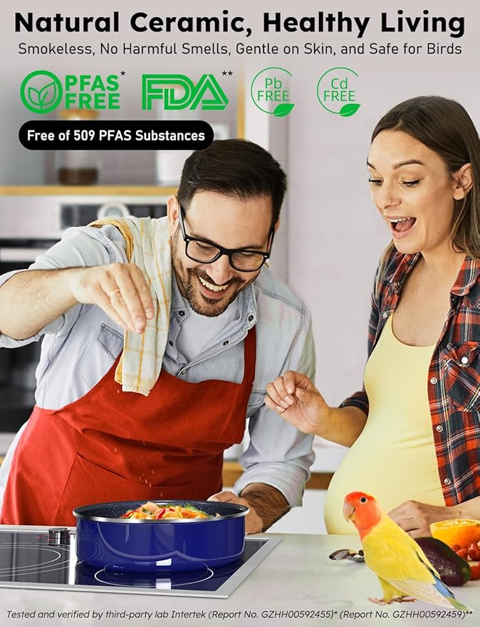 Pro DUXANO 12PC Hybrid 3-Ply Stainless Steel Skillet&Nonstick Pots and Pans Set, High Heat Sear&Fry, 2-Layer Ceramic Induction Cookware, 9H Scratch-Resistant&Anti-Warp,PFAS Free,All Cooktop/Dishwasher