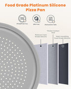 LYNG Pizza Pan 16 Inch, 2 Pack Silicone Nonstick Pizza Tray For Oven, Pizza Pan With Holes Dishwasher Safe, Suitable For Home Kitchen Dark Baking