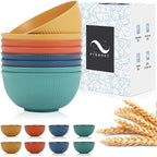 PYRMONT 26 OZ Plastic Soup Bowls - Set of 8 Unbreakable Kids Bowls, Dishwasher & Microwave Safe, BPA-Free