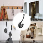 Coat Hooks | Wall Mount Coat Hangers | Black Metal Hooks for Wall with 20 Screws (10Pack)