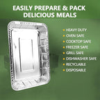 Thickened 30 Pack Heavy Duty Aluminum Foil Pans, 9x13 Disposable Aluminum Tin Foil Pans for Baking Roasting & Chafing, Half Size Steam Table Deep Pans, Extra Cake & Oven Pan