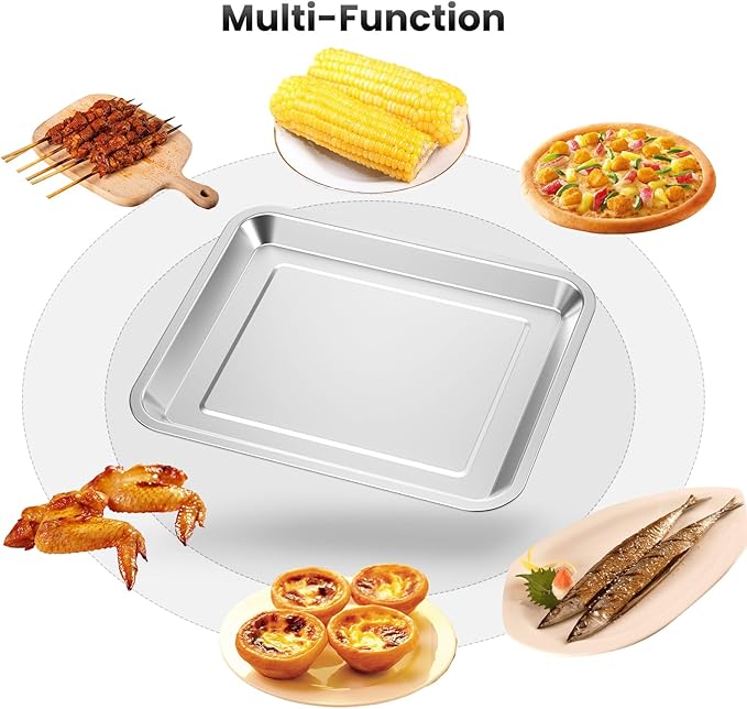 2 PCS Stainless Steel Baking Tray Pan Compatible with Cuisinart Toaster Oven Tray,Suitable for Cuisinart Air Fryer TOA-060 and TOA-065, Cookie & Bread Baking Sheet Pan (12.4x10.06 inch)…