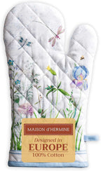 Maison d' Hermine Oven Gloves 100% Cotton Oven Mitt 7" x 13" with Loop Heat Resistant, BBQ, Cooking Gloves, Baking, Grilling, Kitchen, Handling Hot Pans Spring/Summer (Pack of 1, Fleurs De Mai)
