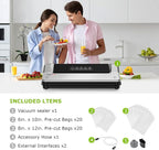 [Updated 2025] Bonsenkitchen Vacuum Sealer Machine + 40 Vacuum Bags, Fast-Compact/Multi-Functional Food Vacuum Sealer with External Vacuum System, Silver