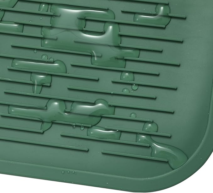 Silicone Dish Drying Mat for Multiple Usage,Easy clean,Eco-friendly,Heat-resistant Silicone Mat for Kitchen Counter or Sink,Refrigerator or Drawer Liner Green 5XL 36inches x 18inches