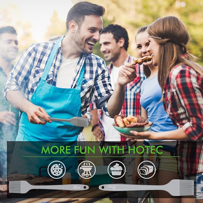 HOTEC Basting Brushes Silicone Heat Resistant Pastry Brushes Spread Oil Butter Sauce Marinades for BBQ Grill Barbecue Baking Kitchen Cooking BPA Free Dishwasher Safe (Grey 2)