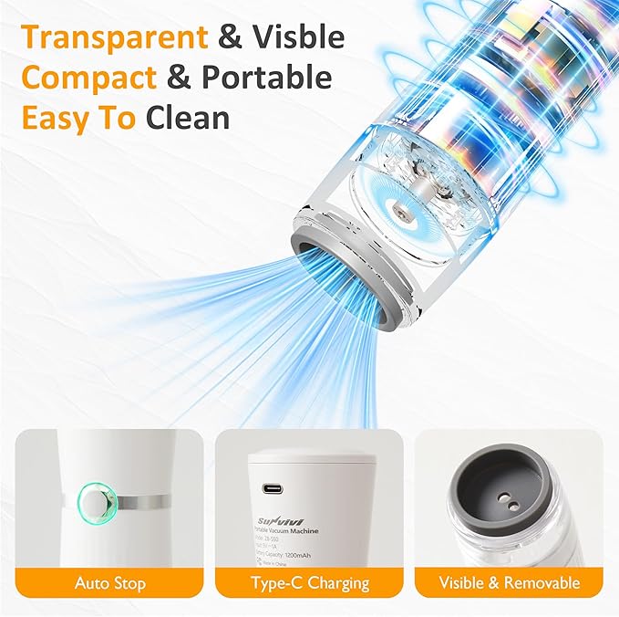 Sunvivi Portable Vacuum Sealer Machine for Food Storage & Preservation – Automatic Air Sealing System with Reusable Bags & Kitchen Accessories – Handheld Food Saver for Home, Sous Vide, White