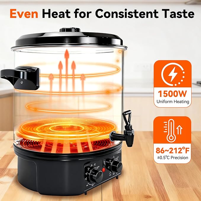 24.5QT Electric Water Bath Canner with Digital Timer & Adjustable Temperature Control | 304 Stainless Steel, Anti-Scald Handle, Overheat Alarm, Perfect for Canning, Slow Cooking, Preserving Foods