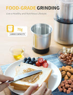 SHARDOR Electric Coffee Grinder Herb Blade Grinder Spices Grinder with 2 Removable Stainless Steel Bowls, Silver