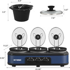 Triple Slow Cooker, 3×1.5 QT Buffet Servers and Warmers, 3 Pots Buffet Slow Cooker Adjustable Temp Lid Rests Stainless Steel Manual Silver for Parties Holidays Families,Blue