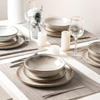 AmorArc Ceramic Dinnerware Sets,Handmade Reactive Glaze Stoneware Plates and Bowls Sets,Highly Scratch Resistant | Dishwasher & Microwave Safe Dishes Set,Service for 6 (18pc)