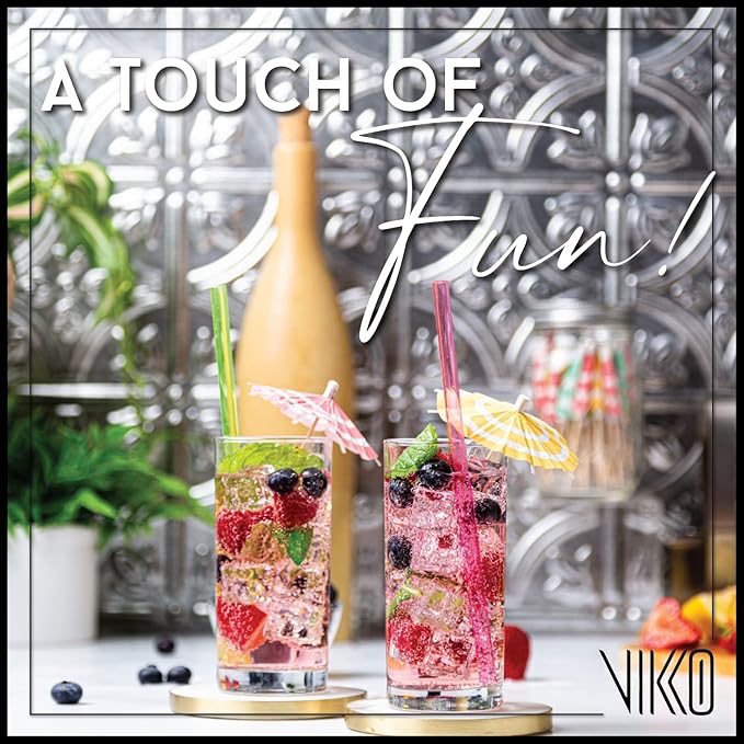 Vikko Water Glasses, Set of 4 Drinking Glasses, Thick and Durable Tumbler, 10 Ounce Tall Kitchen Glasses, Dishwasher Safe Highball Glass Tumbler, Heavy Duty Cups