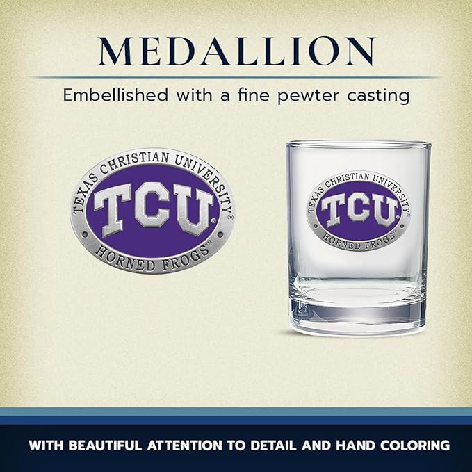 Heritage Pewter TCU Double Old Fashion | Double Rocks Glass 14 OZ for Liquor | Expertly Crafted Pewter Glass