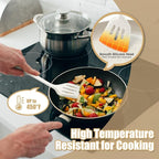 TeamFar Silicone Cooking Utensils Set, Kitchen Utensils Set of 6 for Non-stick Cookware, for Cooking/Turning/Stirring/Mixing, Healthy & One-Piece, Heat Resistant & Non-Scratch, Dishwasher Safe, White