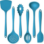Onader Silicone Cooking Kitchen Utensils Set of 6, Navy Blue Kitchen Utensils Gadgets Set for Nonstick Cookware, Non Toxic & Dishwasher Safe