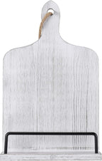 Soligt Cookbook Stand for Kitchen Counter Adjustable Recipe Book Holder Rustic Wood Cutting Board Style - White