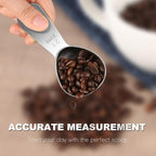 Coffee Scoop Set, Tablespoon Scoop 2 Pc Set (1 Tbsp & 2 Tbsp), Stainless Steel Measuring Spoons for Ground Coffee with Short Handles, for Tea, Sugar, or Flour