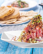 DELLING 13.7 inch Serving Platter, Geometric Serving Plates, White Porcelain Platters for Serving Food, Serving Trays for Party, Entertaining, Appetizer, Fruit, Salad, Oven Safe Dinnerware Set of 3