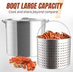 80QT Crawfish Boiler Kit, Waterproof Cover & 18-inch Skimmer, 110,000BTU Propane Burner Stove, 0-20PSIG Regulator, Aluminum Seafood Boil Pot, Crab Boil Pot with Basket