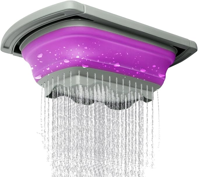 Qimh Collapsible Colander, Kitchen Colander Set Over Sink Strainer Veggies/Fruit Colanders Strainers with Extendable Handles, Dishwasher Safe Folding Strainer for Kitchen, 6-Quart, BPA Free