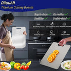 Titanium Cutting Boards for Kitchen - Dual-Sided Stainless Steel Cutting Board Hangable Design, Easy to Clean, Durable and Rust-Resistant for Meat, Vegetables & Fruits