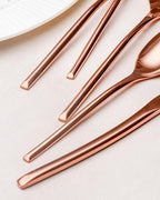 Lemeya 20-Piece Rose Gold Silverware Set for 4,Modern 18/10 Stainless Steel Flatware Set,Luxury Cutlery Set,Unique Utensils Set for Restaurant,Spoons and Forks Set,Mirror Polished,Dishwasher Safe