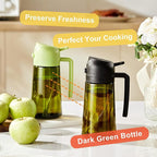 CXINYI - 16oz/470ml Olive Oil Dispenser for Kitchen with Stickers - 2 in 1 Olive Oil Sprayer for Cooking, Air Fryer, and Salad, Black&Green (Light-Proof Kitchen Gadget)